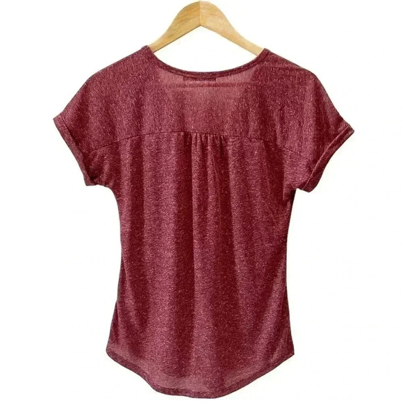 Ricki’s Linen Blend  Loose Fit V Neck T-Shirt Burgundy Size XS - Picture 14 of 16